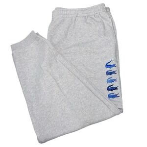 Lacoste Mens 4XLB Gray Fleece Sweatpants Blue Anniversary Gator‎ 11R NWT